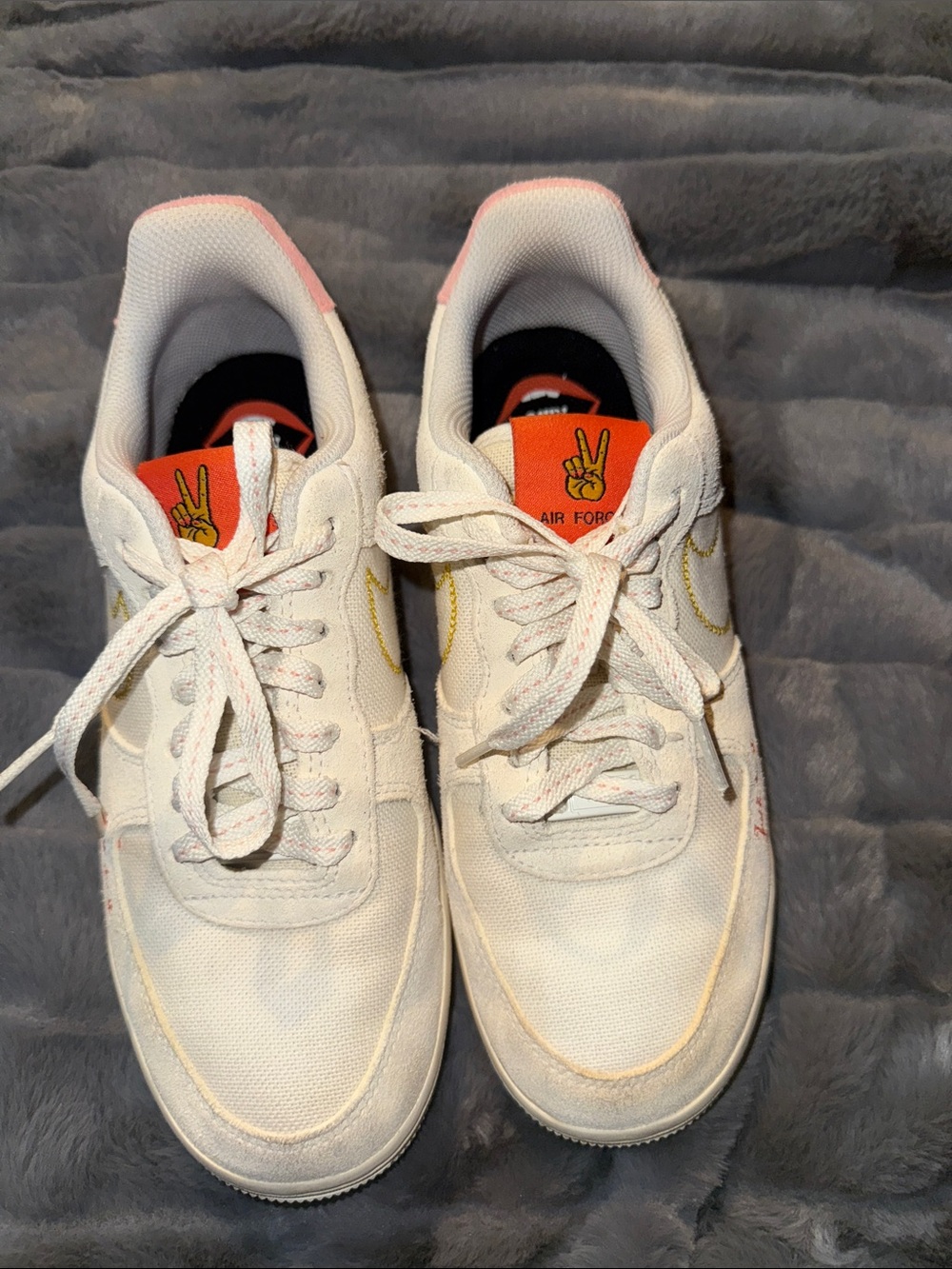 Nike Women's White Canvas Sneakers with Pink Airforce 1